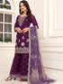 Purple Fox Georgette Silk Pant Suit 192151 Closure View